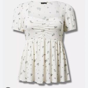 Torrid sz 6 NWT knit babydoll top with sweetheart neck textured jersey